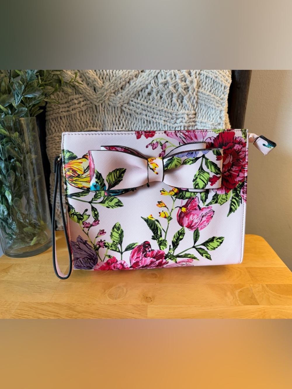 Betsey Johnson Floral Bow Large Wristlet